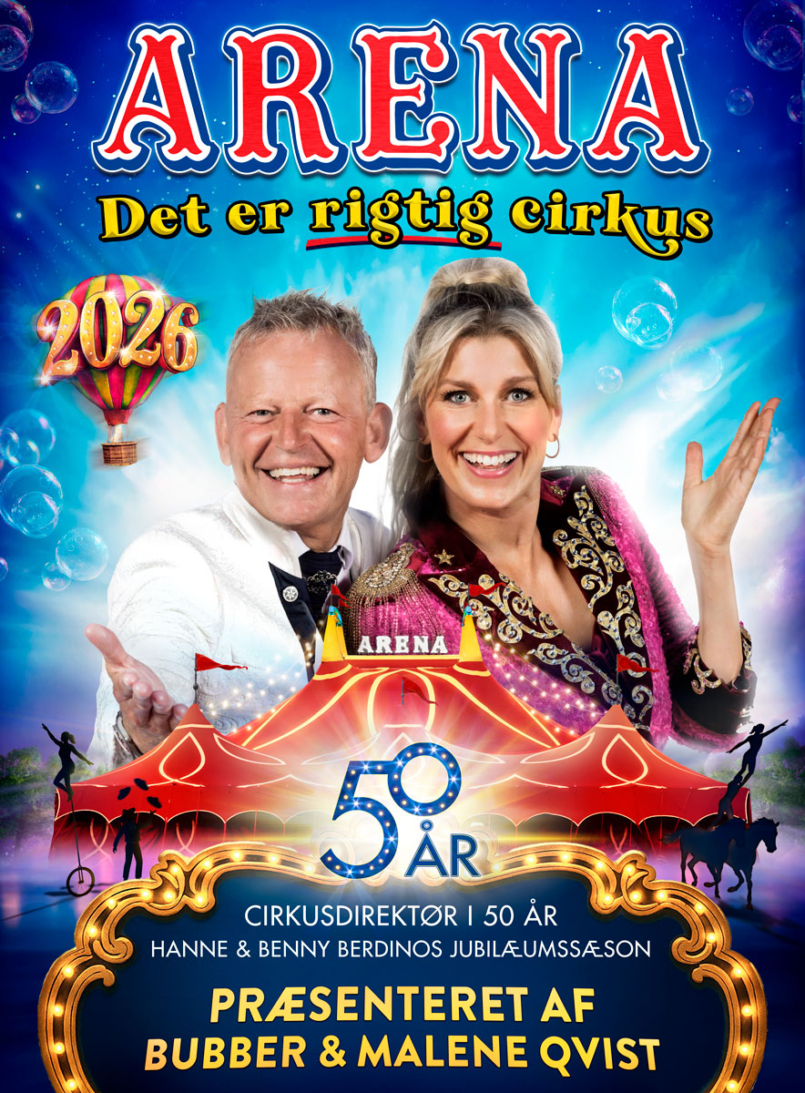 Bubber og Malene Qvist præsenterer Cirkus Arena i 2026.