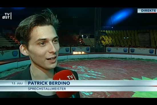 Patrick Berdino interviewes af TV2-Øst i Cirkus Arena